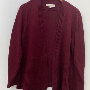 Loft Ann Taylor Women's Maroon Red Cardigan Wool Blend Sweater Size Medium